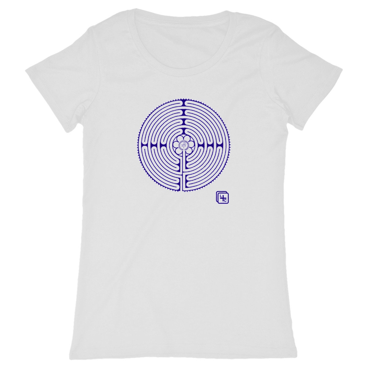 face_blanc_0 Labyrinthe Bleu T-shirt Femme manches courtes