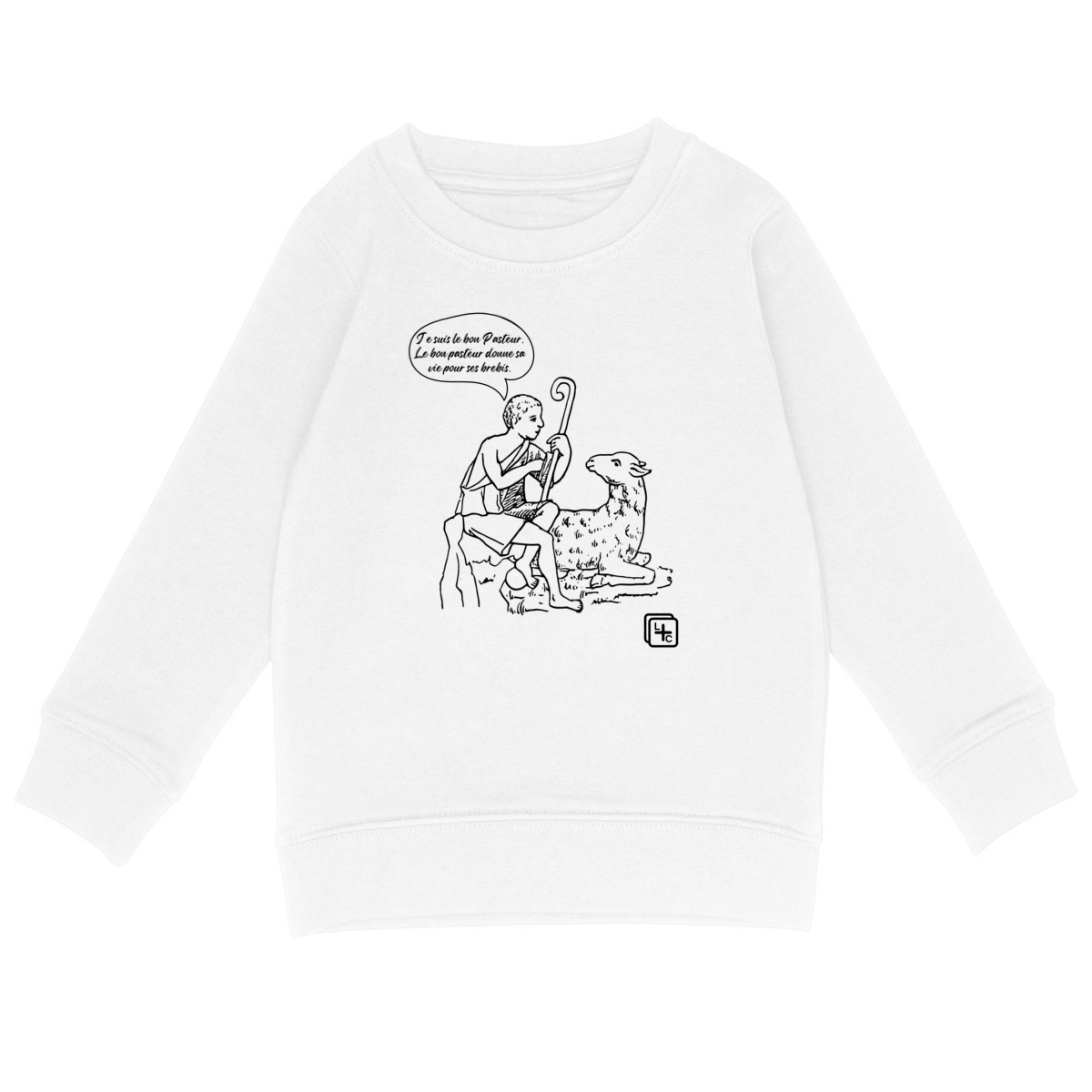 face_blanc_0 Le Bon Pasteur Français Sweat-shirt Enfant