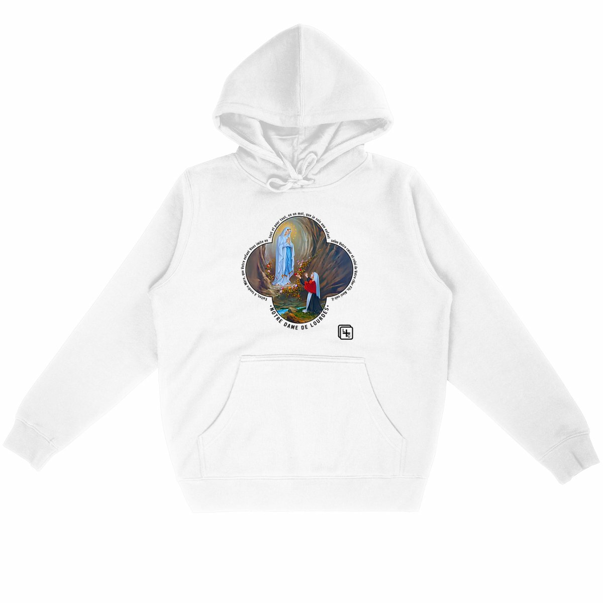 face_blanc_0 Notre Dame de Lourdes Sweat à capuche Unisexe