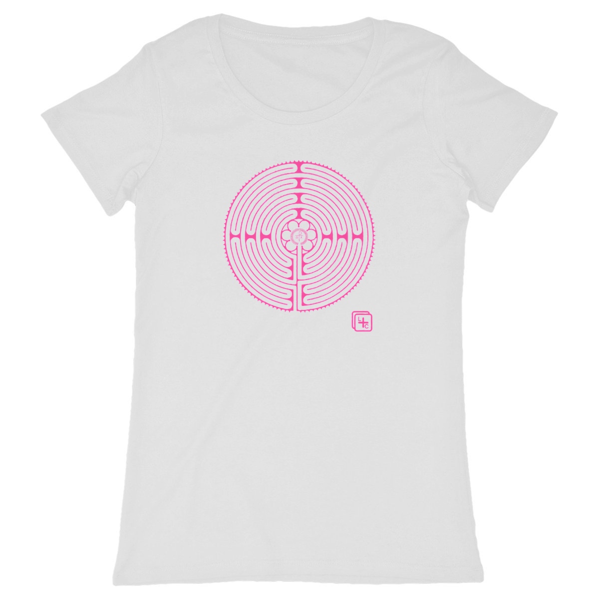 face_blanc_0 Labyrinthe Rose T-shirt Femme manches courtes