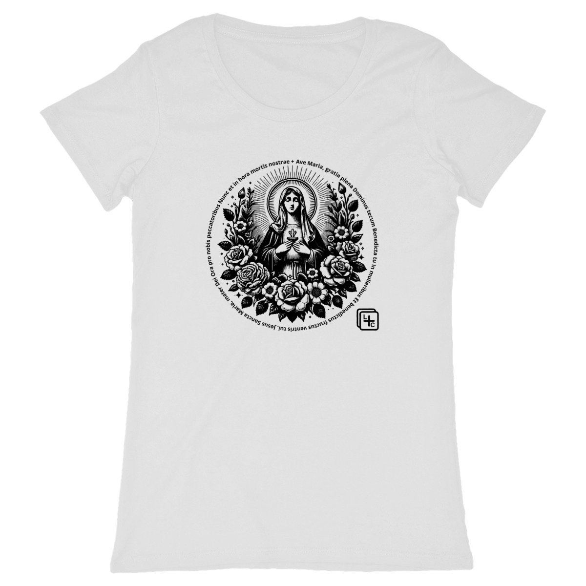 face_blanc_0 Ave Maria Noir T-shirt Femme manches courtes
