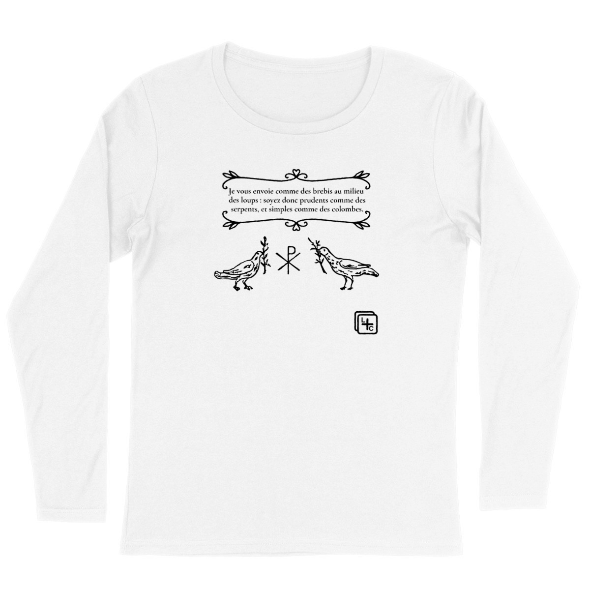 face_blanc_0 2 colombes Français T-shirt Femme manches longues