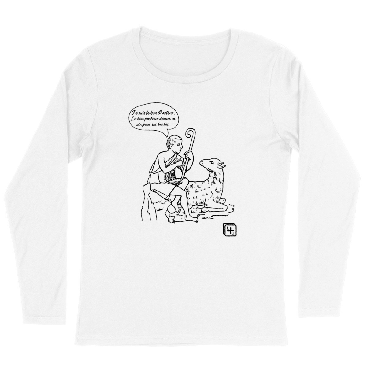 face_blanc_0 Le Bon Pasteur Français T-shirt Femme manches longues