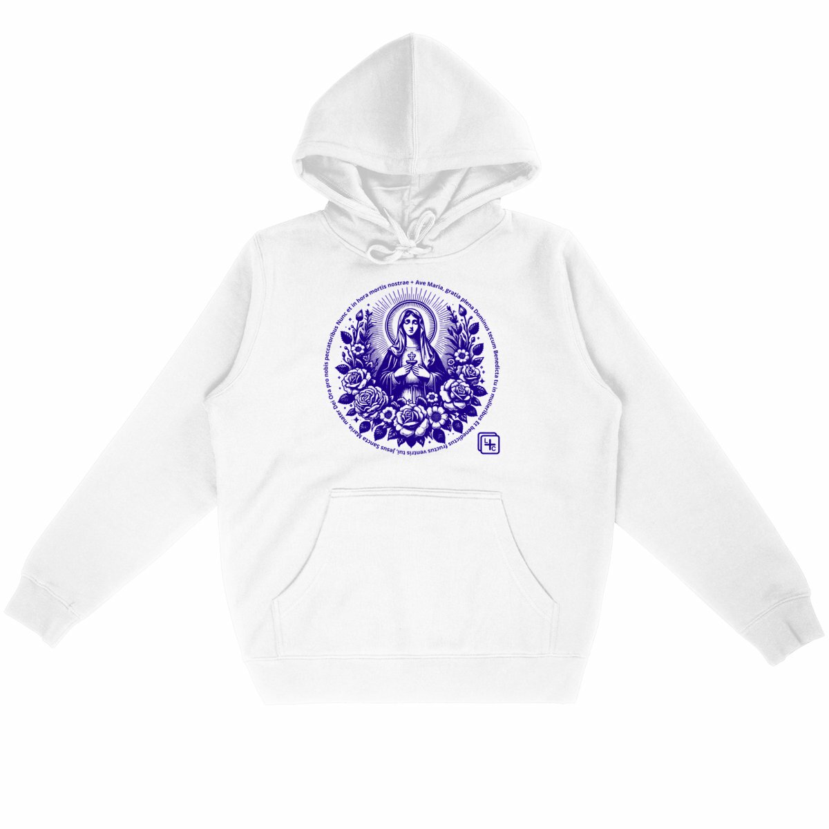 face_blanc_0 Ave Maria Bleu Sweat à capuche Léger Unisexe