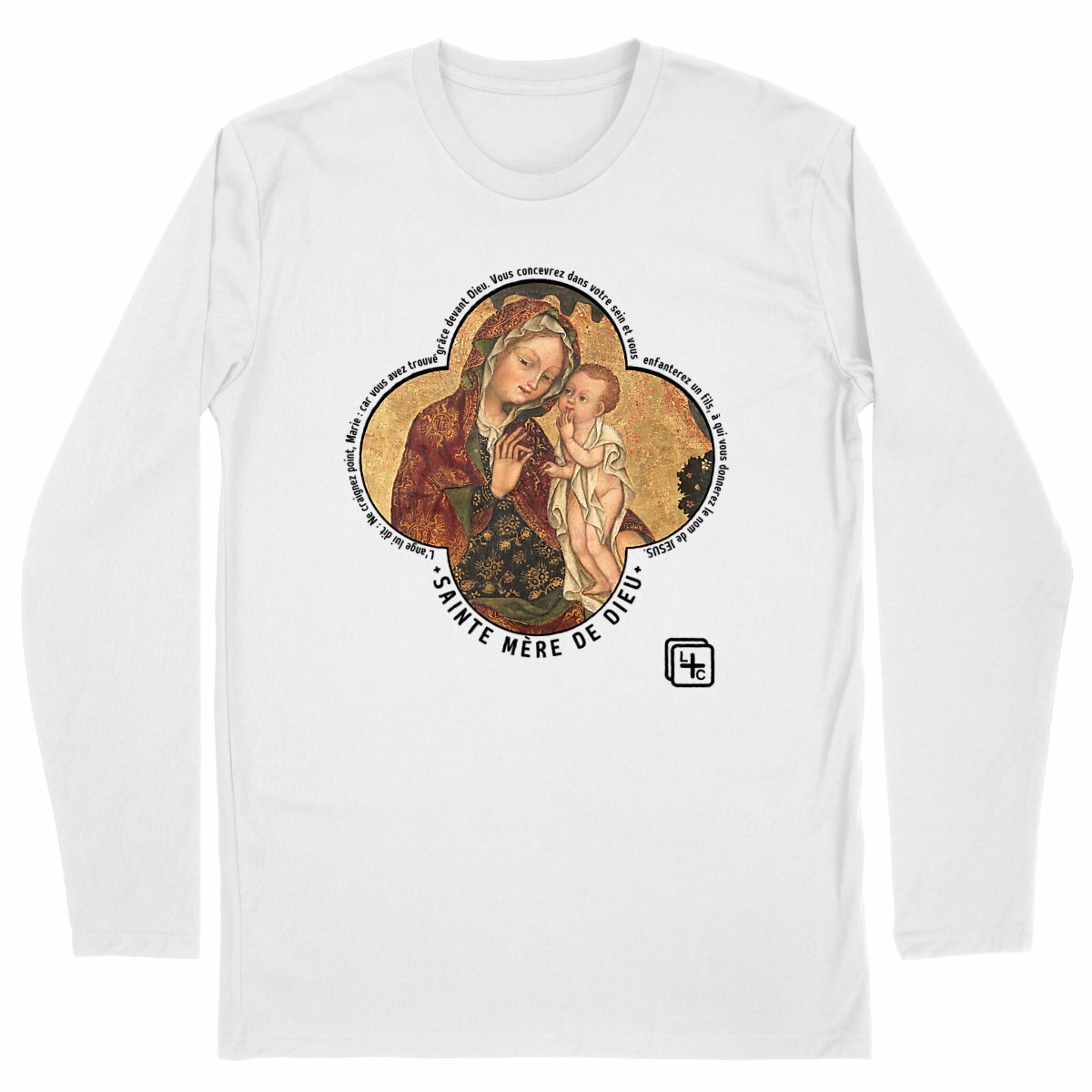 face_blanc_0 Sainte Mère de Dieu T-shirt Homme manches longues