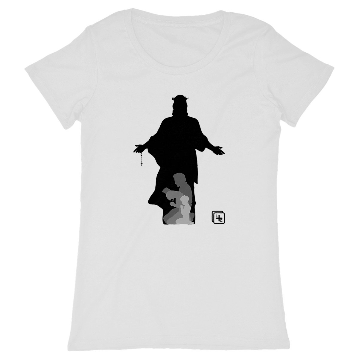face_blanc_0 NSJC Chapelet T-shirt Femme manches courtes