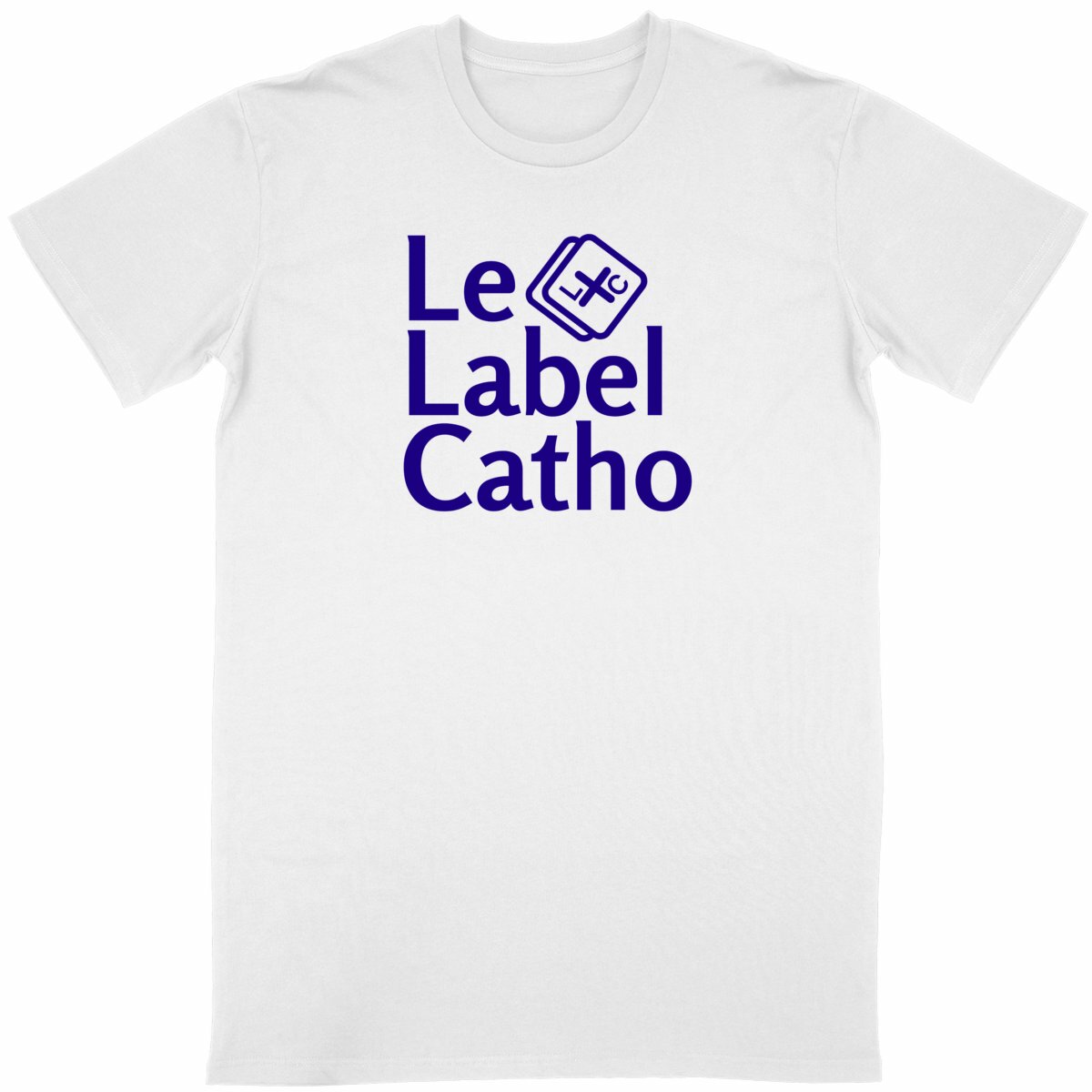 face_blanc_0 Le Label Catho bleu T-shirt Homme manches courtes