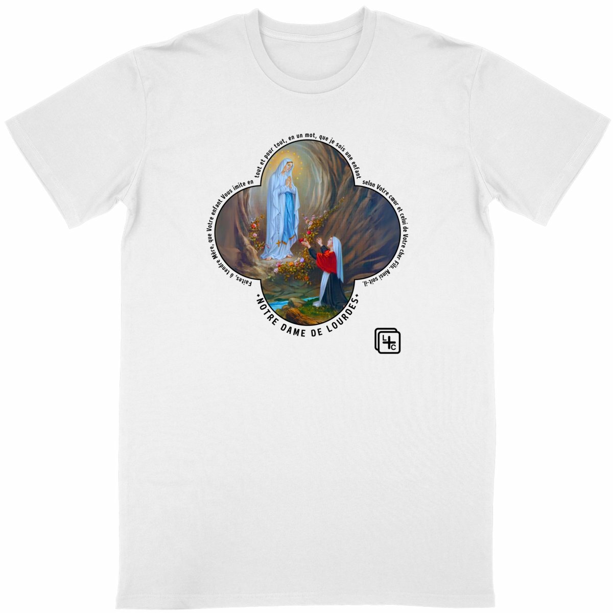 face_blanc_0 Notre Dame de Lourdes T-shirt Homme manches courtes