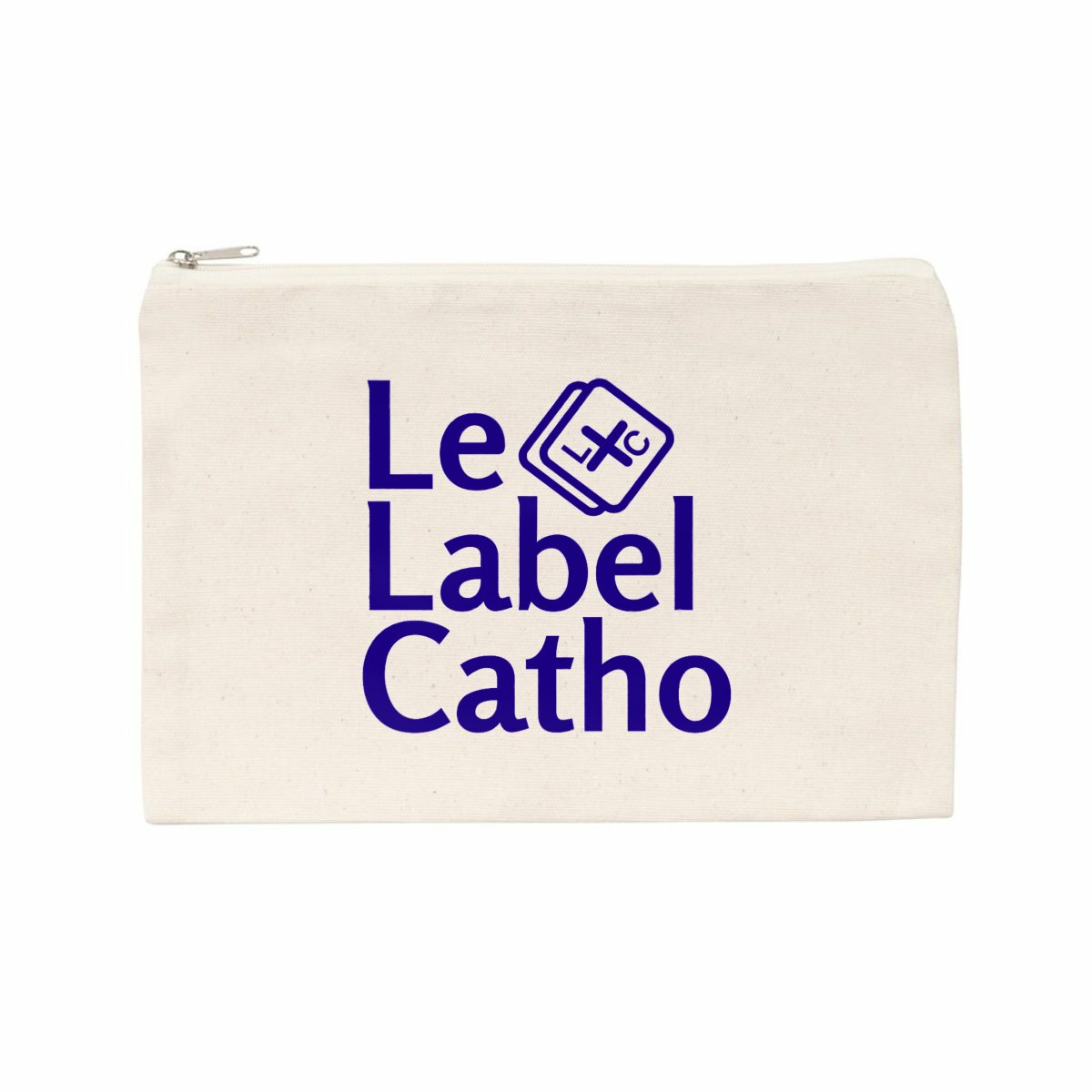 face_naturel_0 Le Label Catho bleu Pochette en coton recyclé