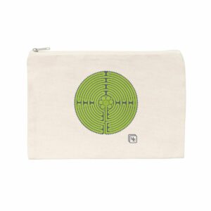 Labyrinthe fond Vert Pochette en coton recyclé