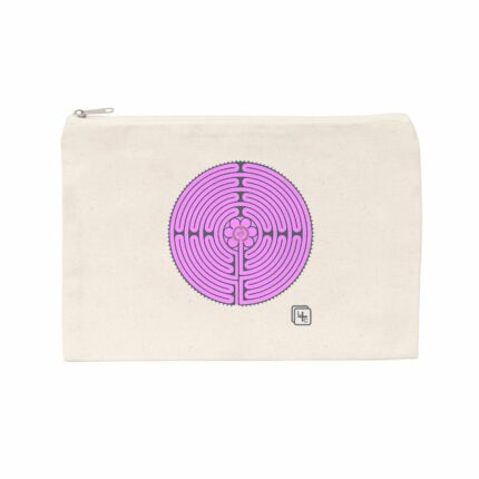 Labyrinthe fond Rose Pochette en coton recyclé