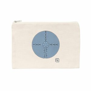 Labyrinthe fond Bleu Pochette en coton recyclé