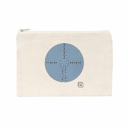 Labyrinthe fond Bleu Pochette en coton recyclé