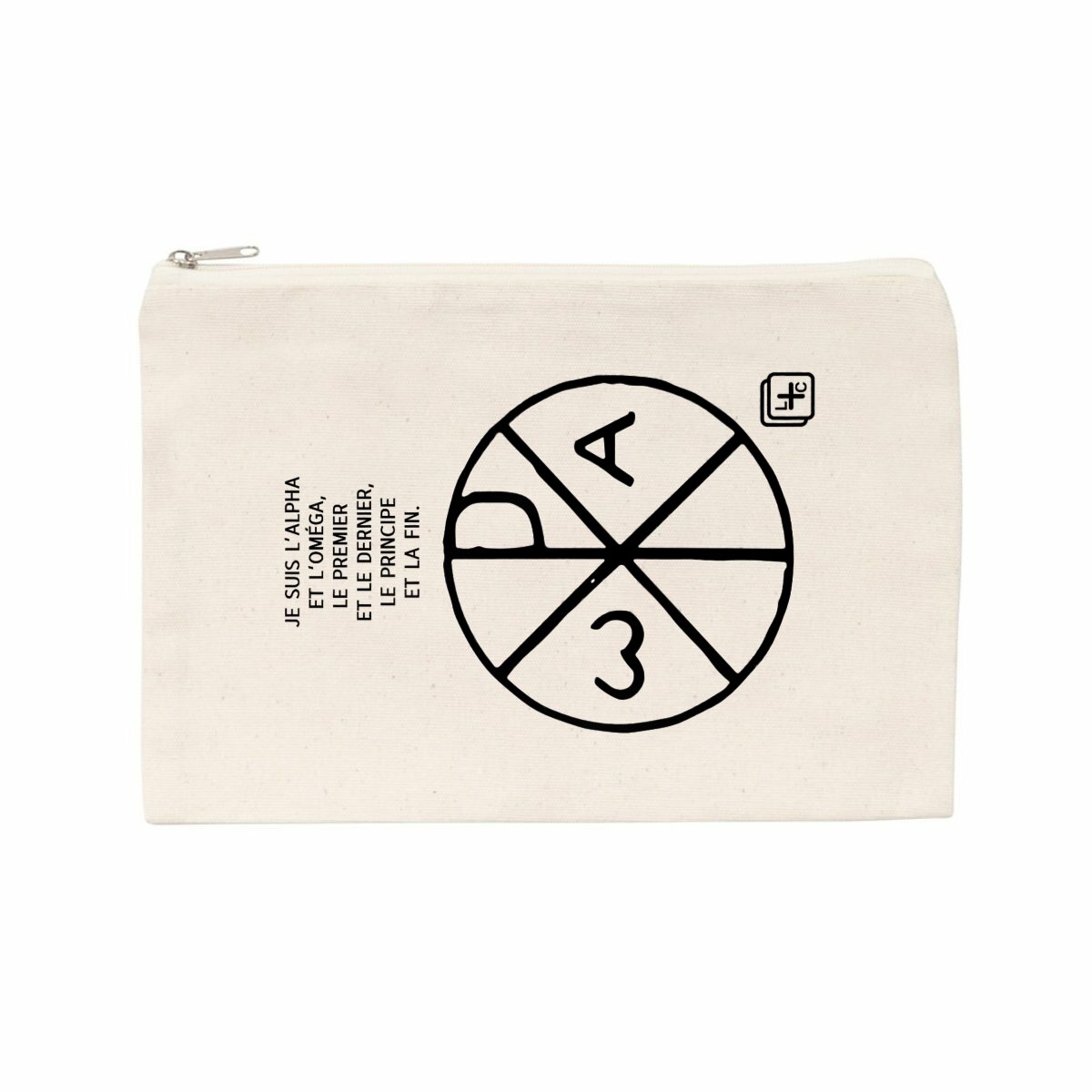 face_naturel_0 Je suis l'Alpha T-shirt Pochette en coton recyclé