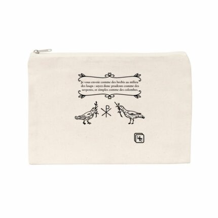 2 colombes Français Pochette en coton recyclé