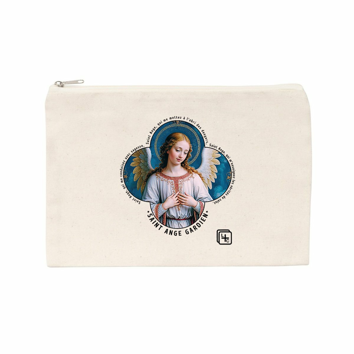 face_naturel_0 Saint Ange gardien #1 Pochette en coton recyclé