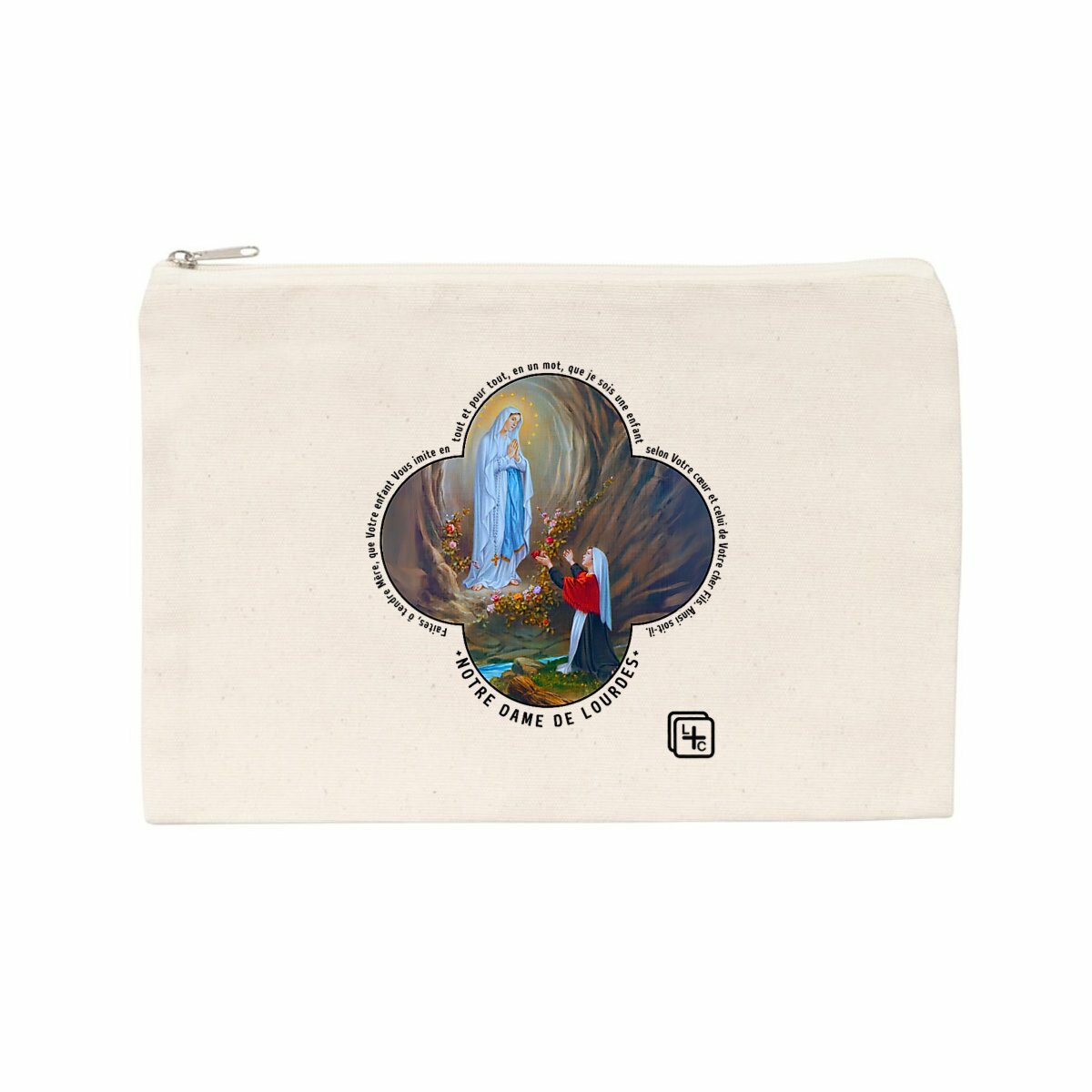 face_naturel_0 Notre Dame de Lourdes Pochette en coton recyclé