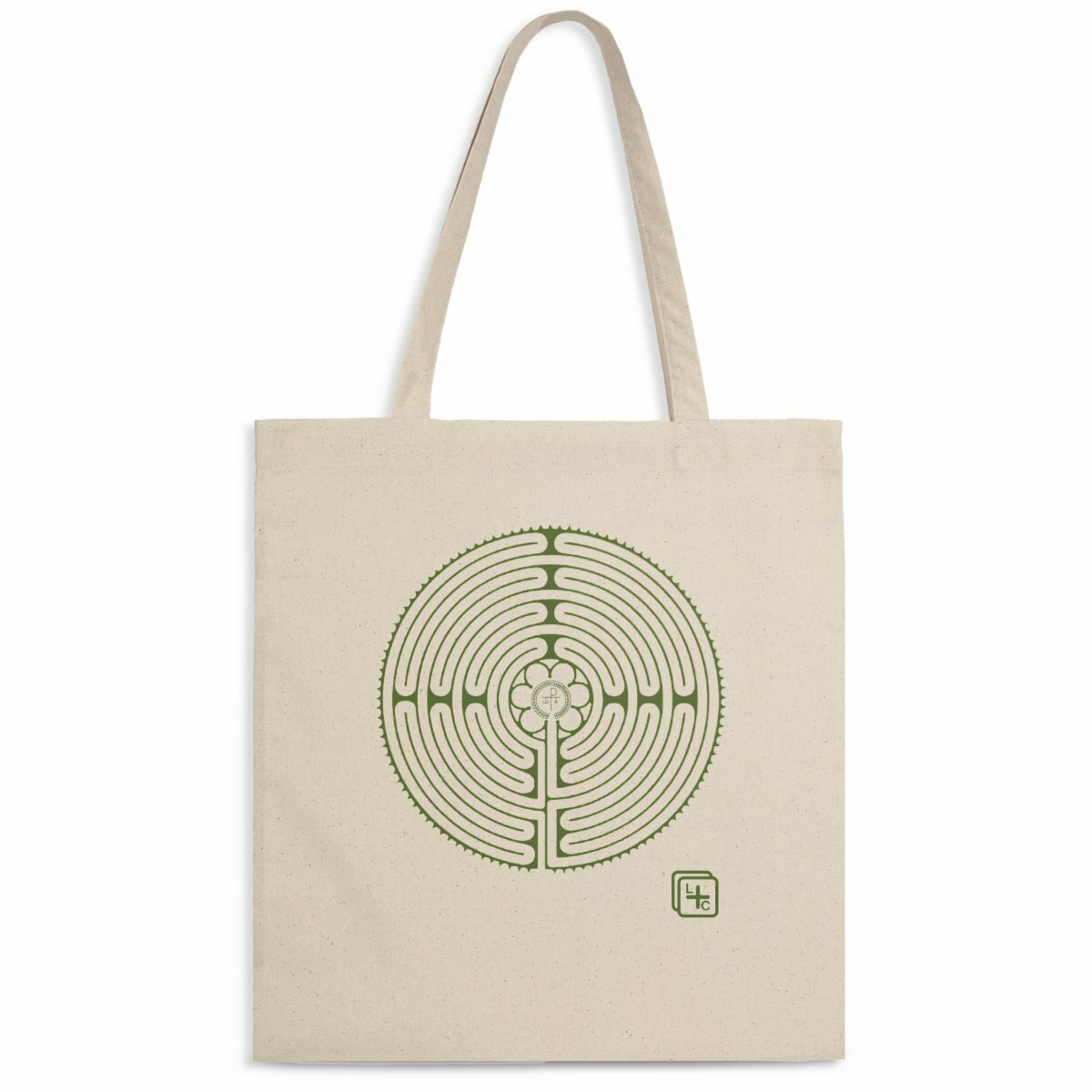face_naturel_0 Labyrinthe fond Vert Totebag léger