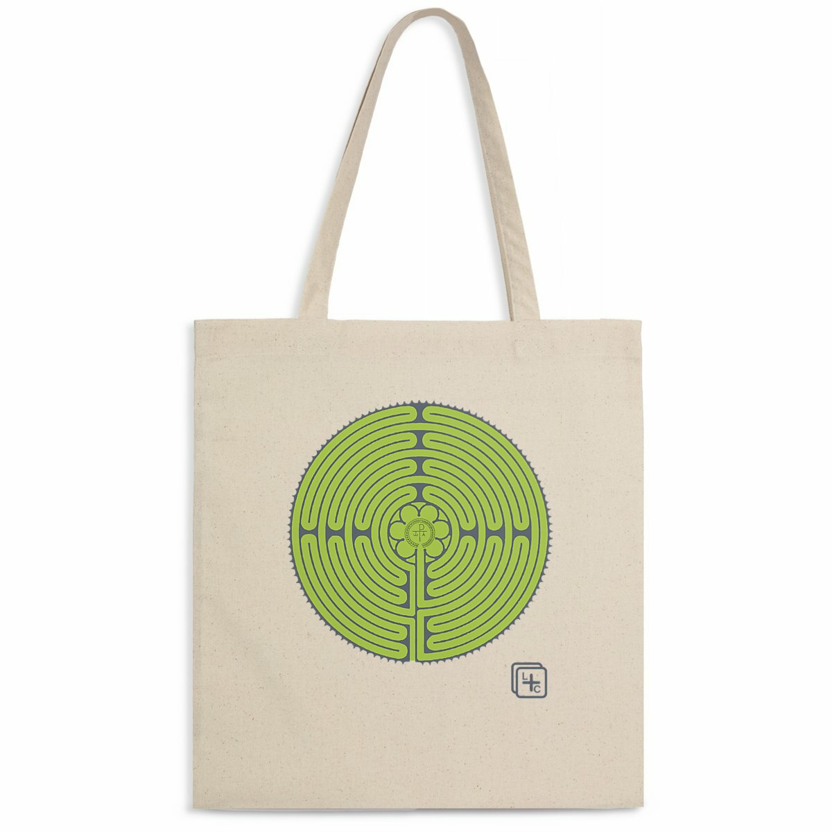 face_naturel_0 Labyrinthe fond Vert Totebag léger
