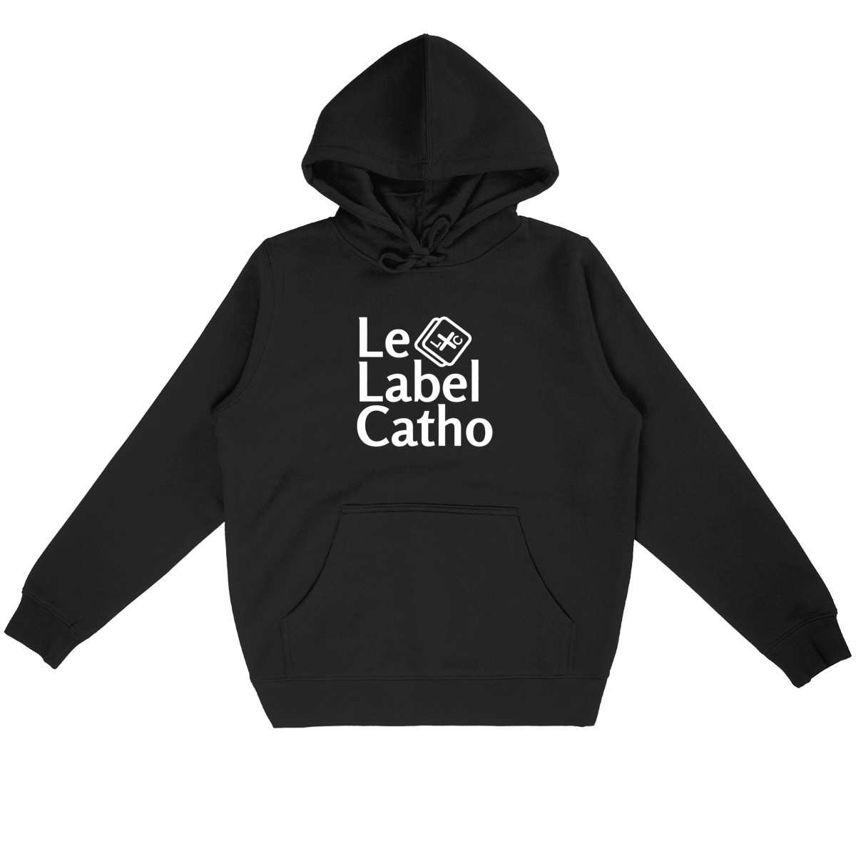 face_noir_0 Le Label Catho blanc Sweat à capuche Unisexe