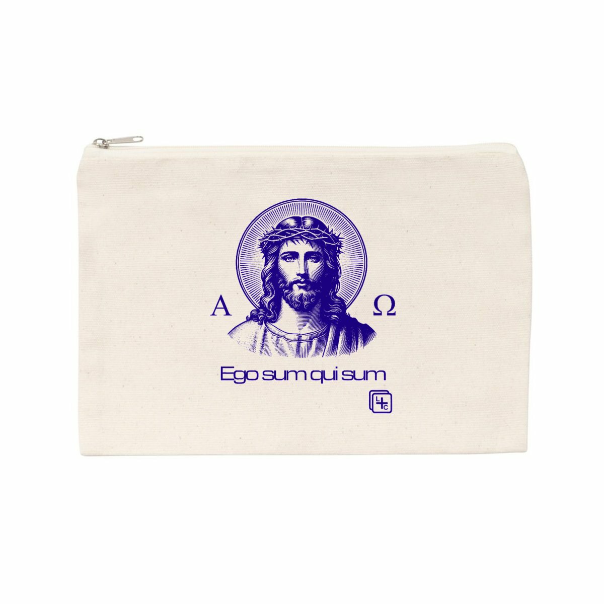 face_naturel_0 NSJC Bleu Pochette en coton recyclé
